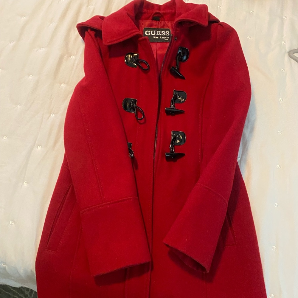 GUESS Women's Vibrant Red Trench Coat